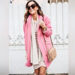 J. Crew Women Wool Coat 4 Italian Stadium Cloth Nello Gori Light Pink Cocoon